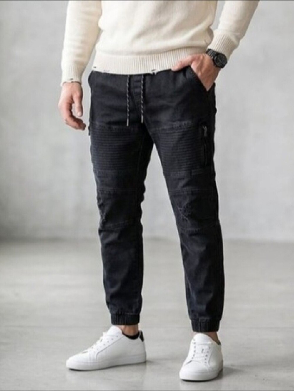 Ring of Fire Black Men's Jogger Pants with Zipper Details